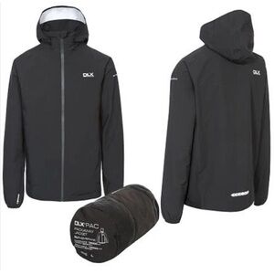 •DLX• Men’s Hawkings Lightweight‎ Waterproof Packaway Jacket in Black Size Small